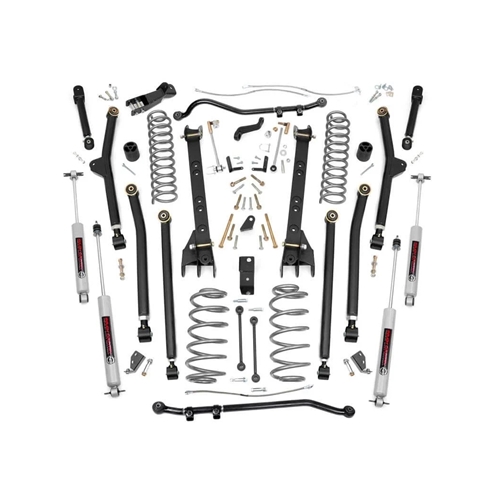 Rough Country 4in Lift Kit Long Arm - Front and Rear - 1997-2006 Wrangler TJ 4WD