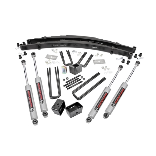 Rough Country 4in Lift Kit Rear Blocks - Front and Rear - Dodge W100/200/300