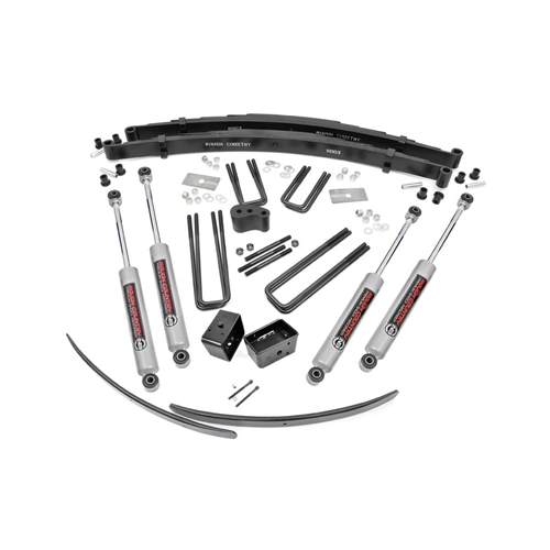 Rough Country 4in Lift Kit Rear Blocks - Front and Rear - Ramcharger/Trailduster 4WD