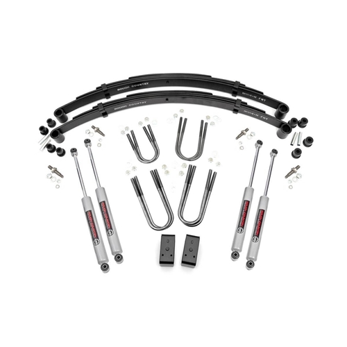 Rough Country 3in Lift Kit Rear Blocks - Front and Rear - Jeep 1974-1990 4WD