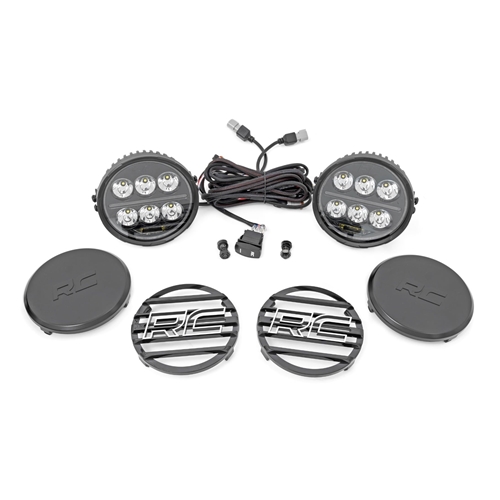 Rough Country 6.5in Round Black Series Halo LED Light White/Amber DRL