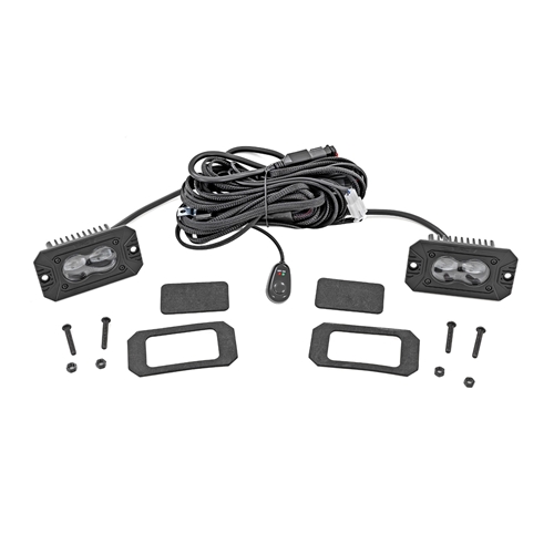 Rough Country 3x1.75in Flush Mount Black Series LED Slim SAE Fog Lights